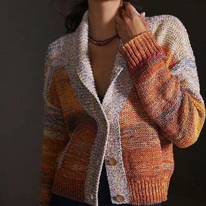 NWT Anthropologie Pilcro Flower Shawl Cardigan - Sunset Ombre Embroidered